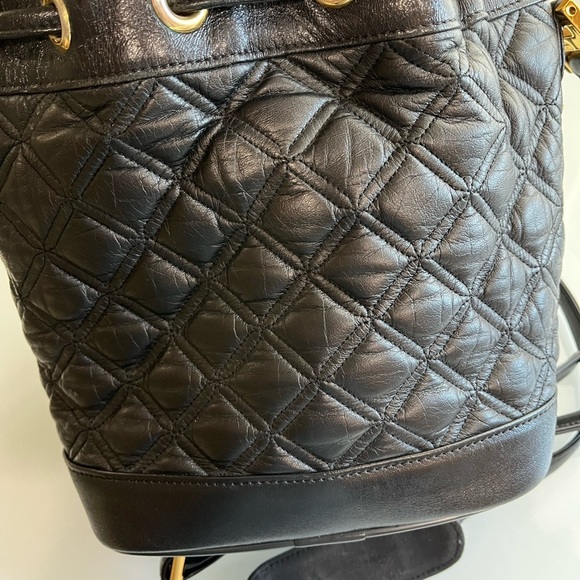 MCM VINTAGE MINI DRAWSTRING BUCKET BLACK LEATHER BAG - Picture 11 of 13